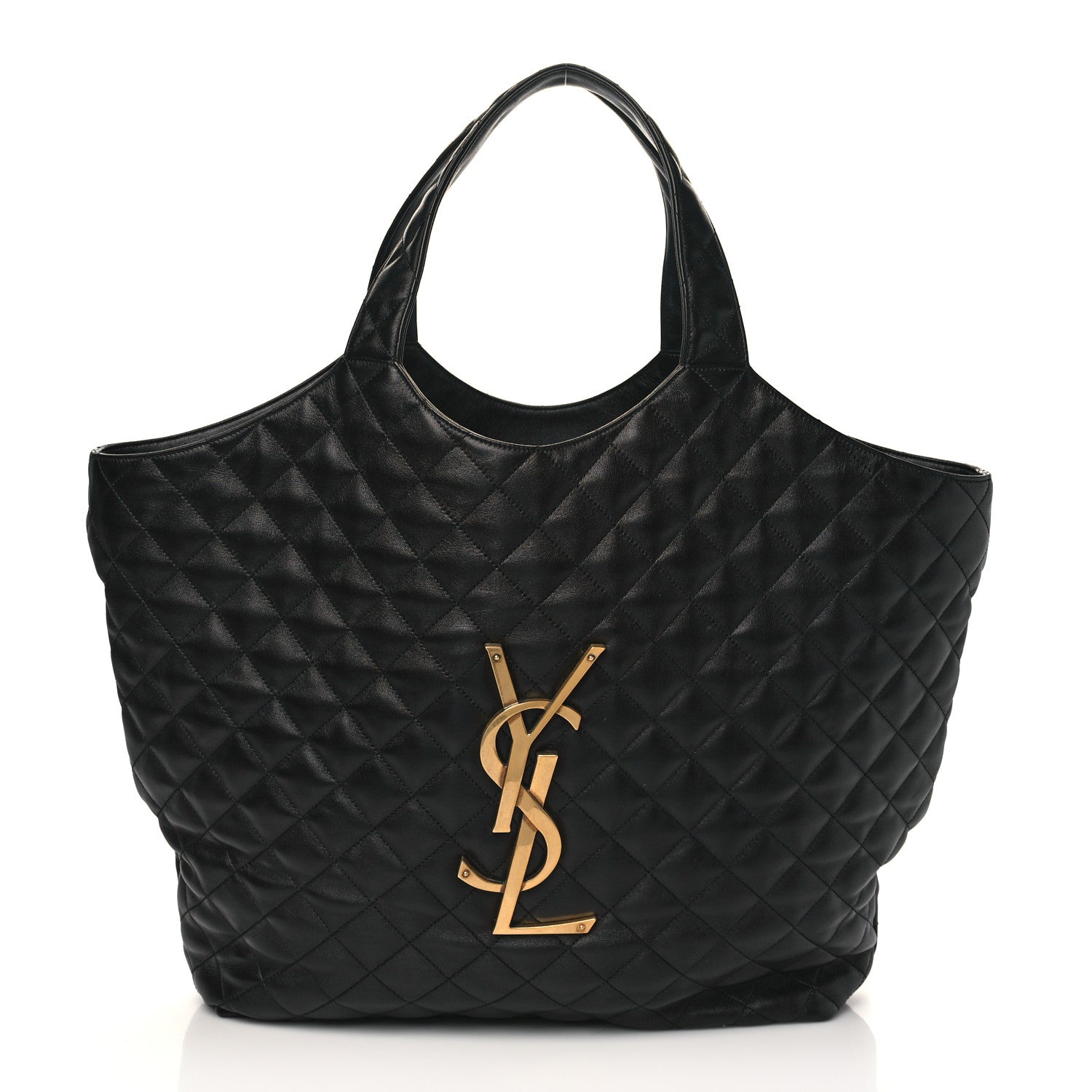 Saint Laurent Lambskin Quilted Maxi Icare Shopping Tote Black 3 of 7