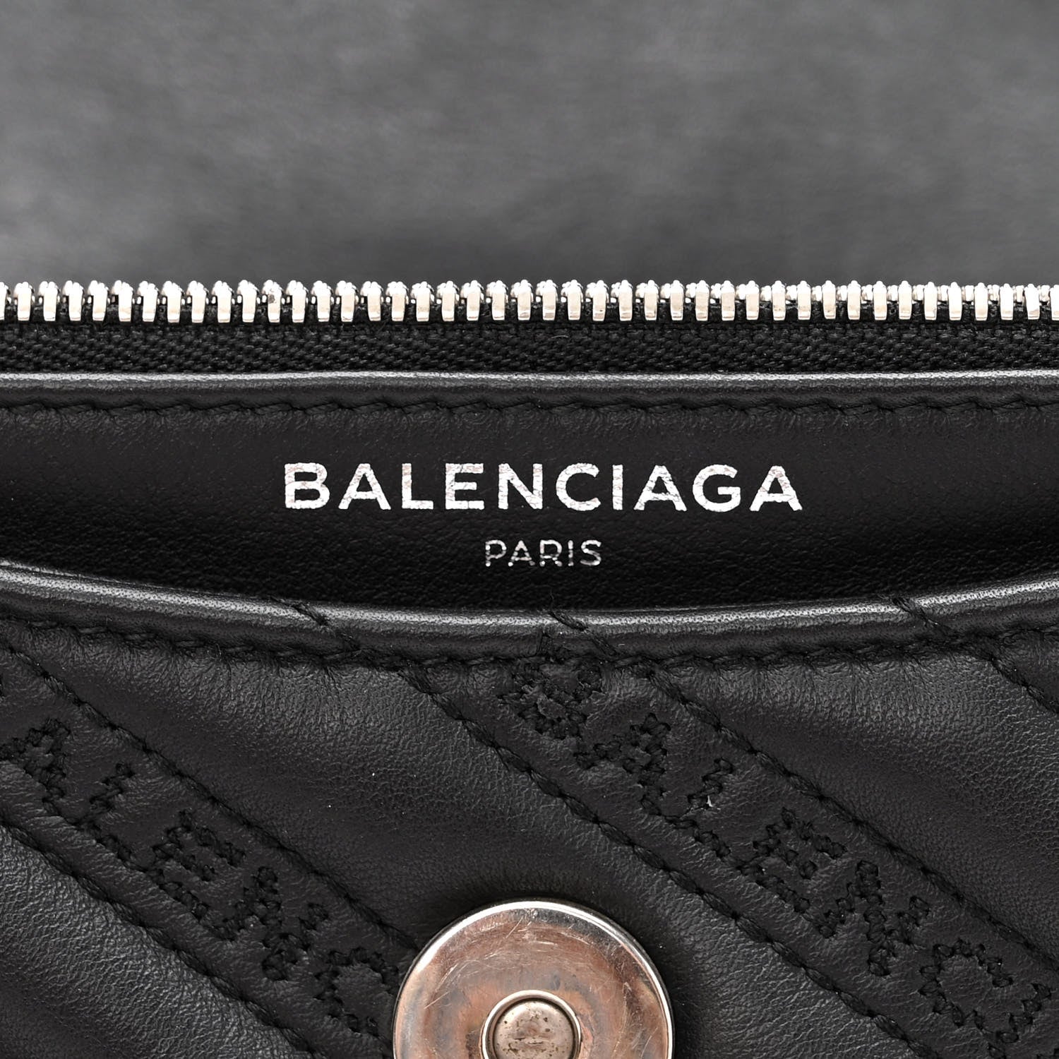 Balenciaga Calfskin Logo Matelasse S BB Round Shoulder Bag Black 6 of 10