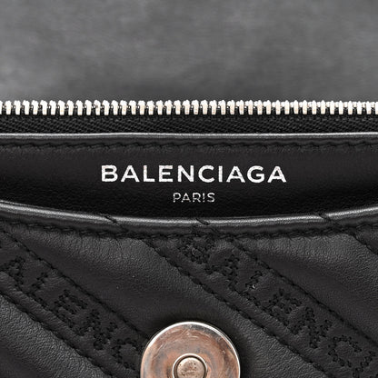 Balenciaga Calfskin Logo Matelasse S BB Round Shoulder Bag Black 6 of 10