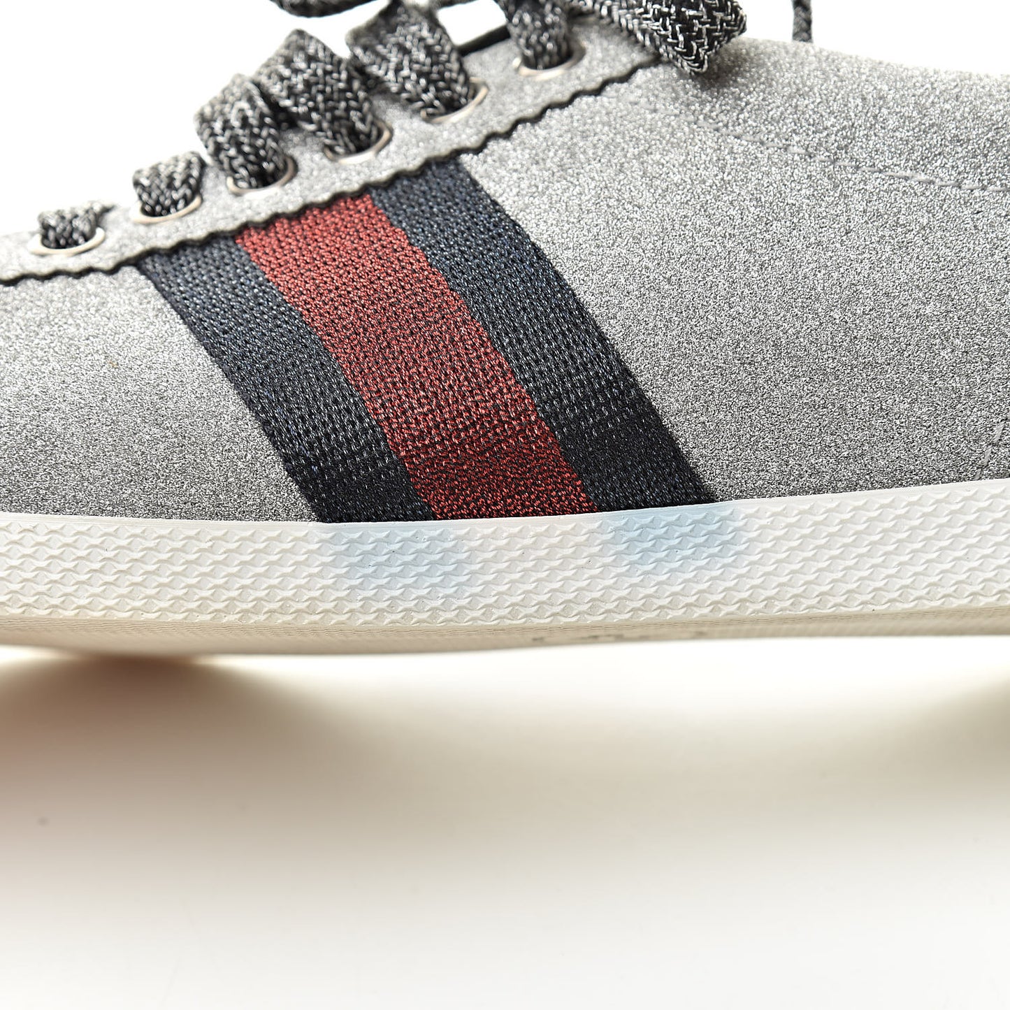 Glitter Fabric Studded Web Sneakers 38 Silver