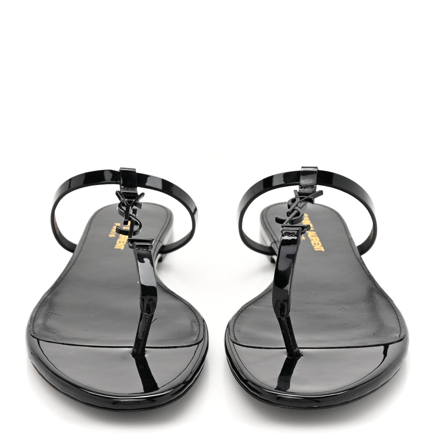 Saint Laurent Calfskin Cassandra Monogram Sandals 38 Black 2 of 10