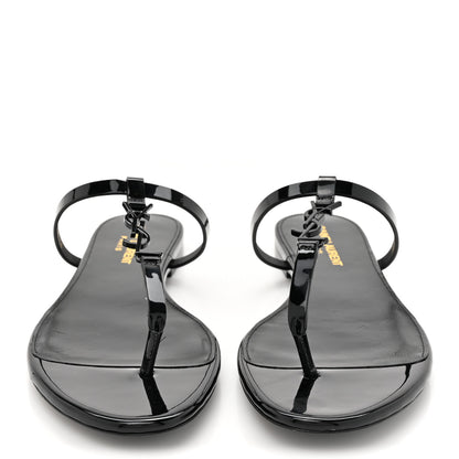 Saint Laurent Calfskin Cassandra Monogram Sandals 38 Black 2 of 10