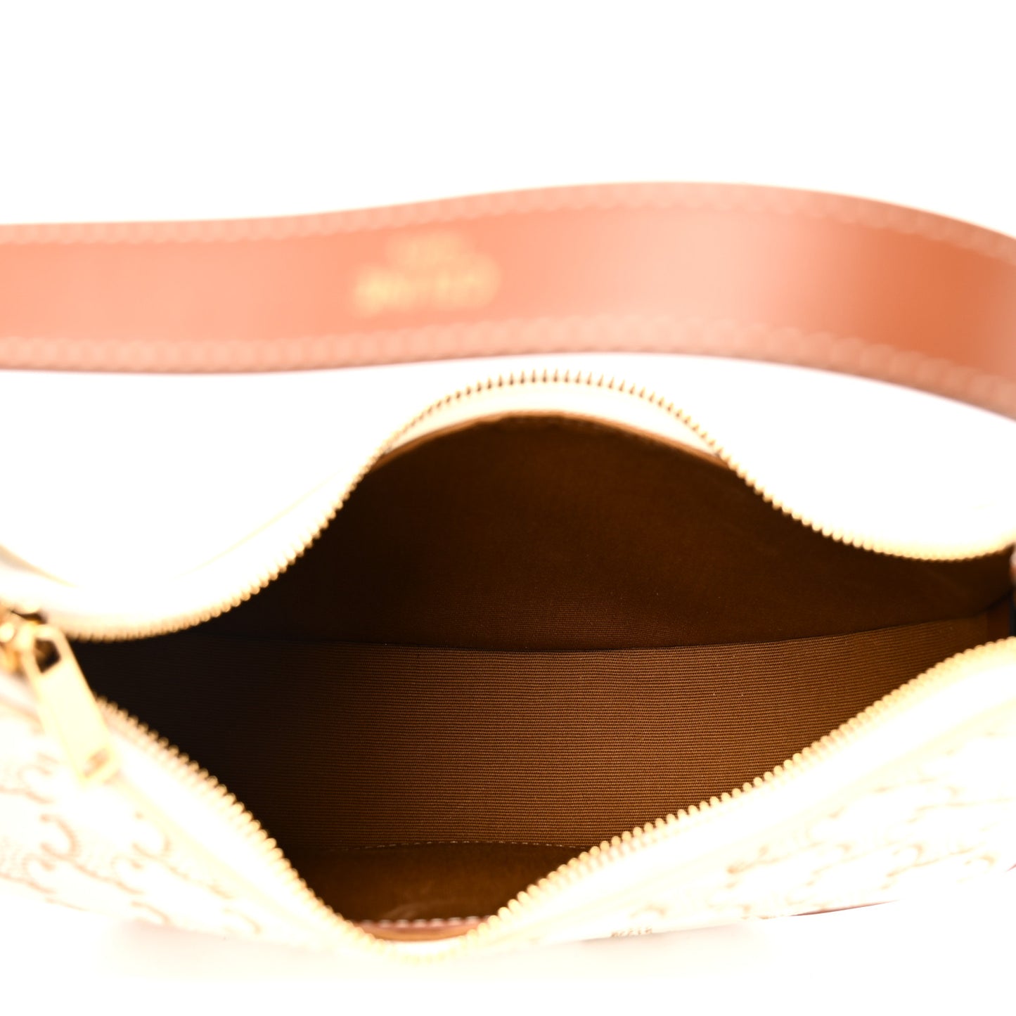 Canvas Calfskin Ava Triomphe Shoulder Bag White