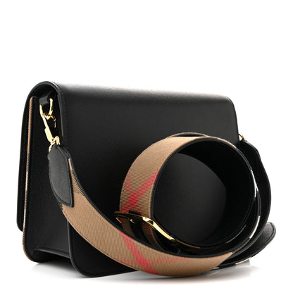 Burberry Derby Calfskin House Check Mackford Crossbody Bag Black 3 of 10