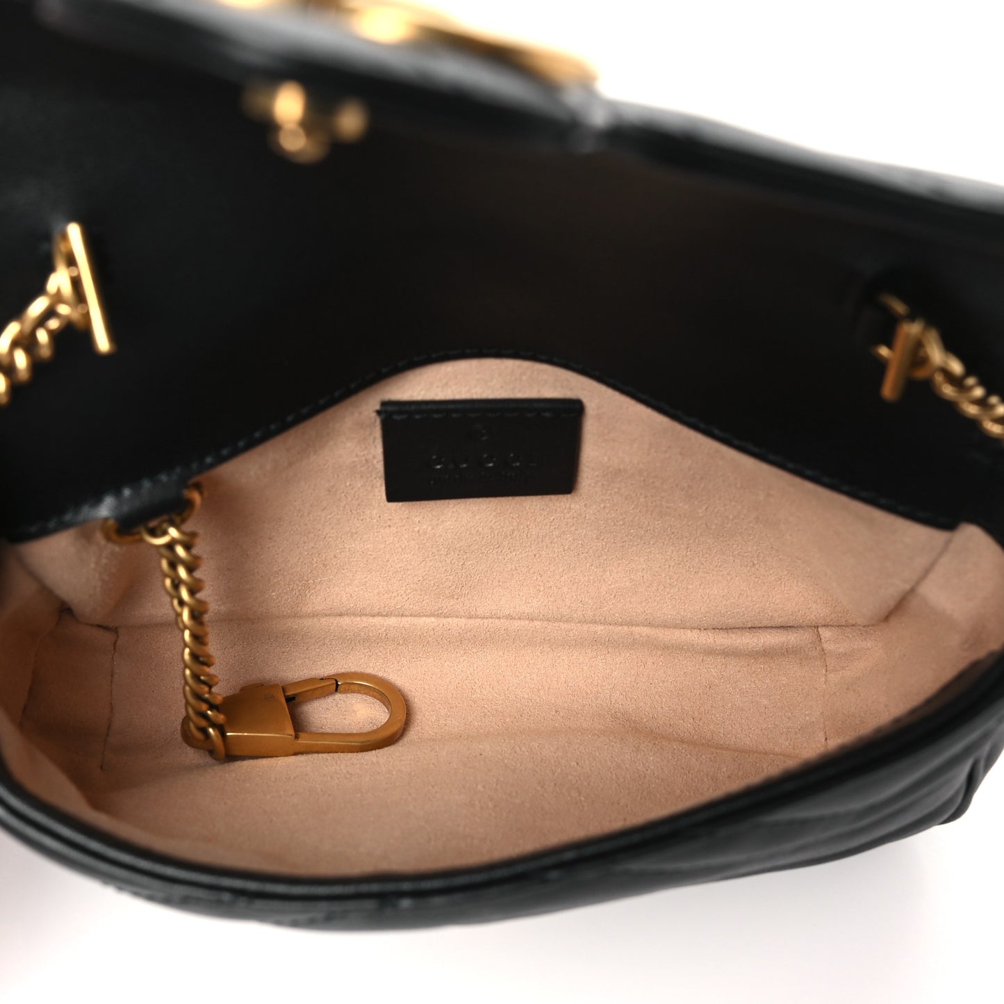 Calfskin Matelasse Super Mini GG Marmont Shoulder Bag Black