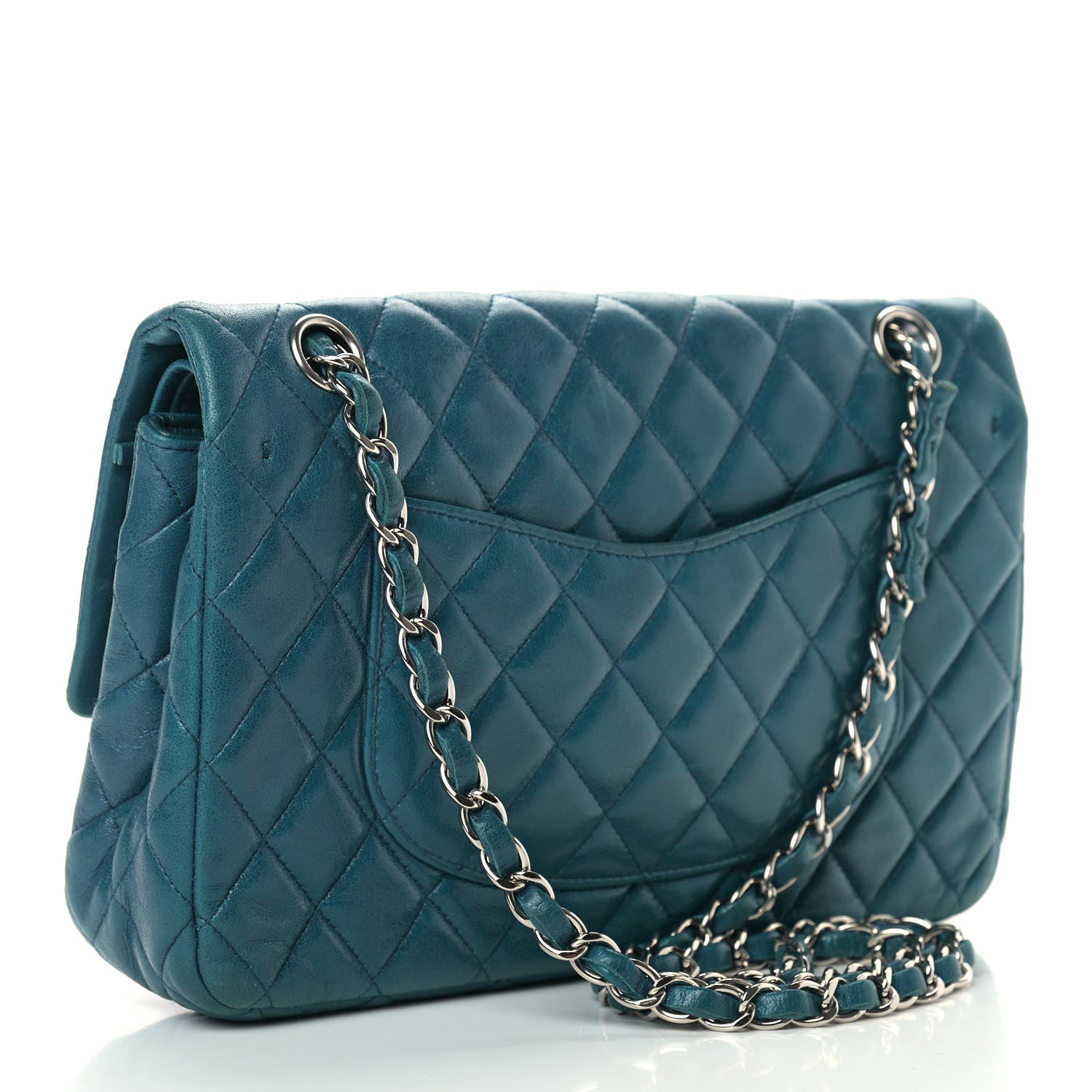 Chanel Lambskin Quilted Medium Double Flap Dark Green 3 of 15