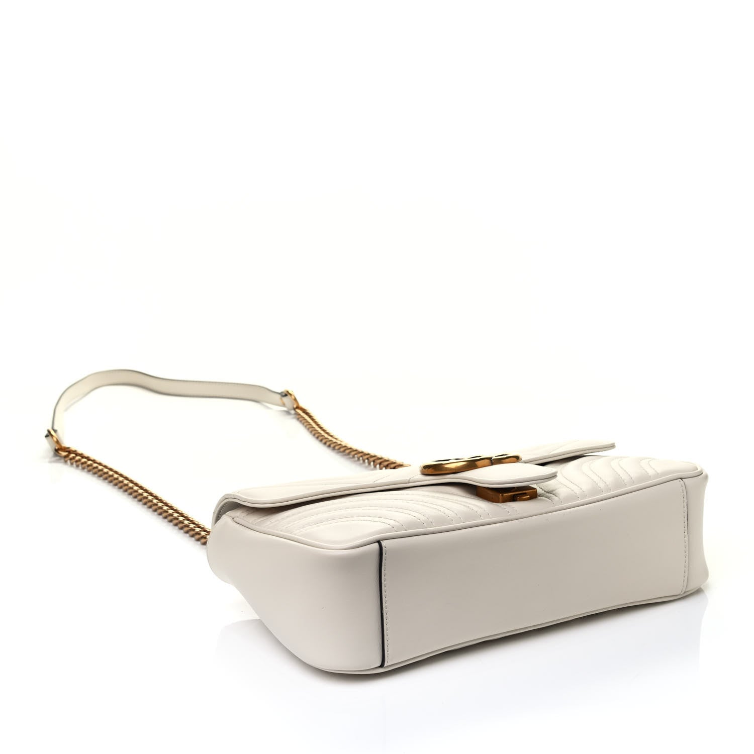 Gucci Calfskin Matelasse Small GG Marmont Shoulder Bag White 3 of 3
