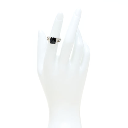David Yurman Sterling Silver Diamond Black Onyx 10mm Petite Wheaton Ring 49 5 2 of 5