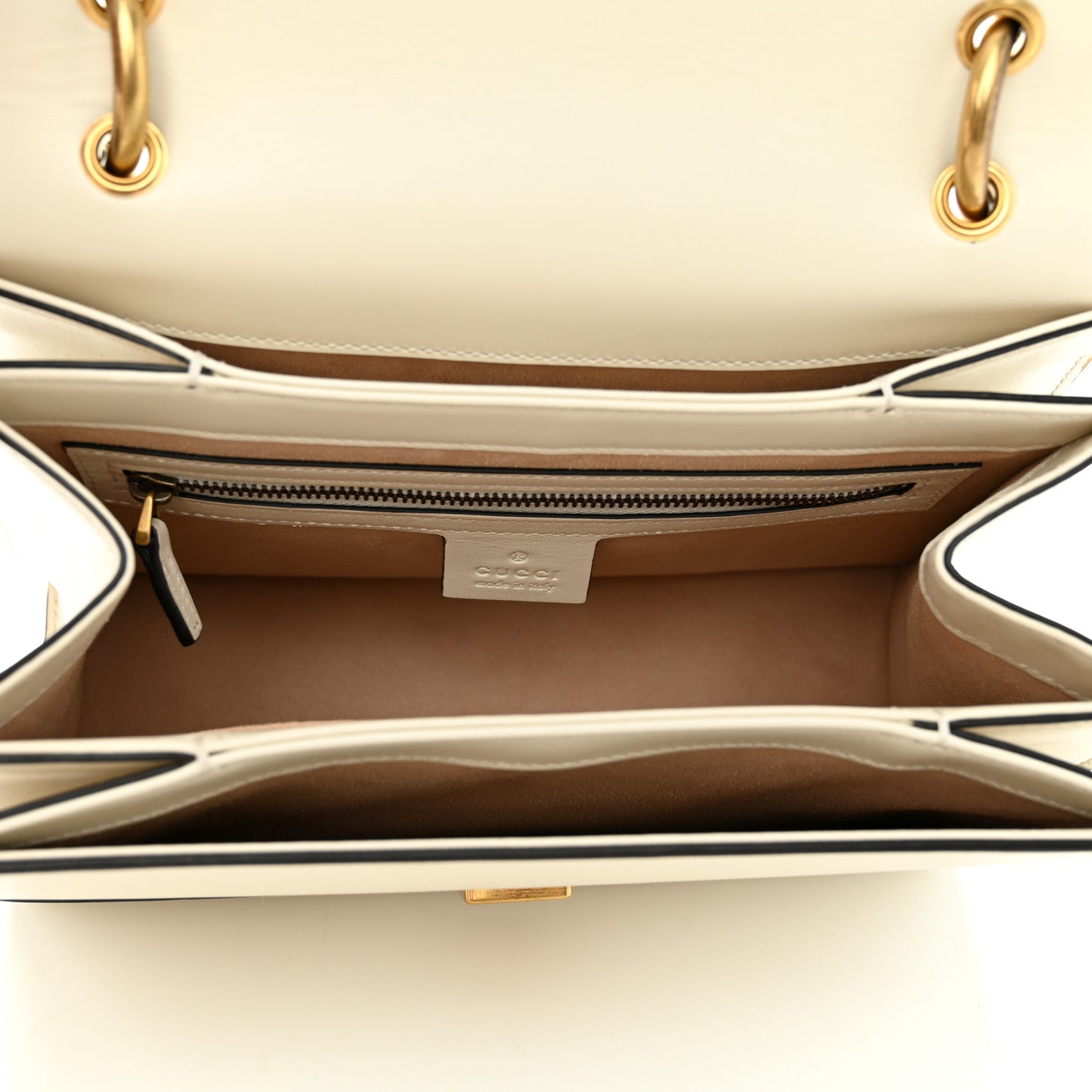 Calfskin Sylvie Web Small Queen Margaret Top Handle Bag White