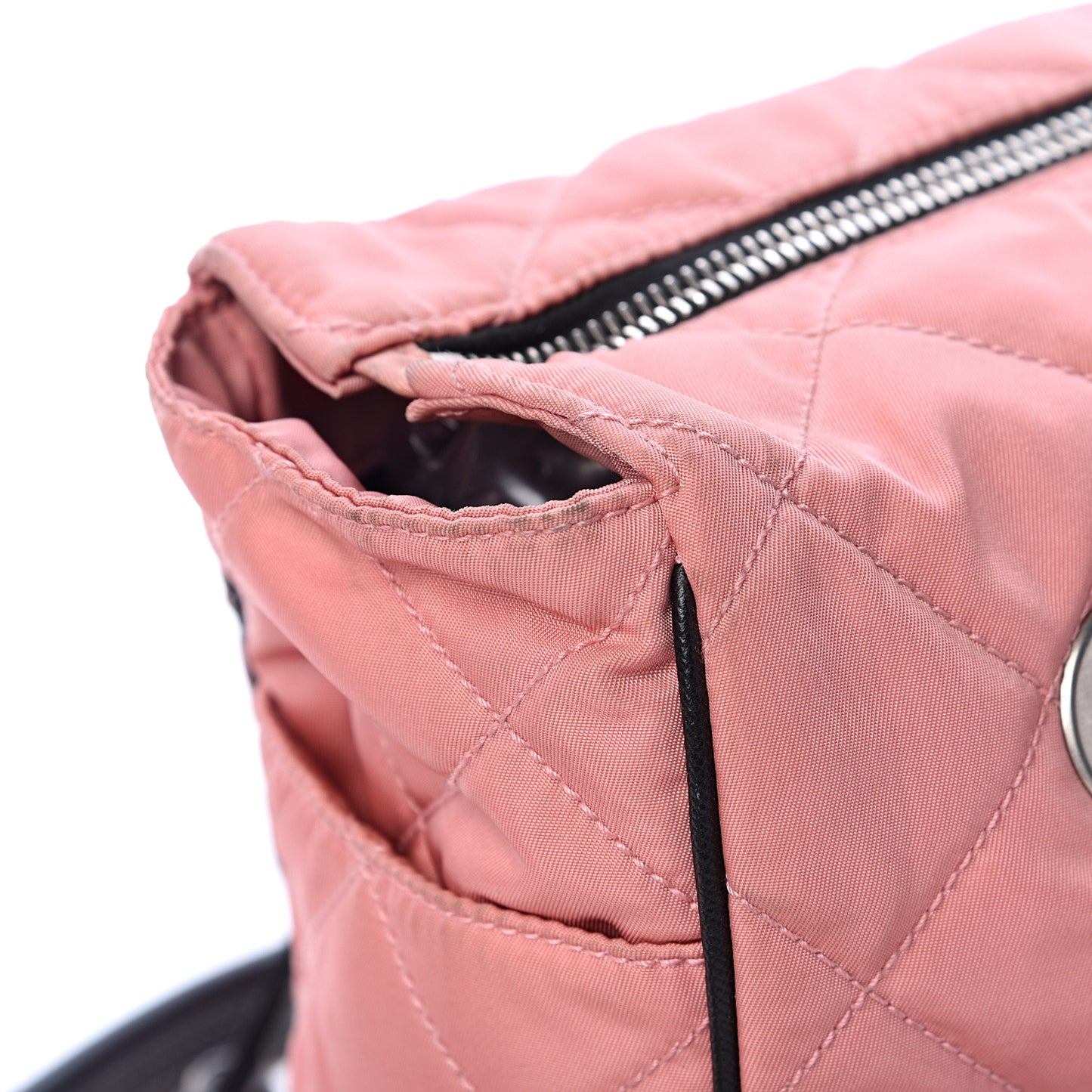 Tessuto Nylon Quilted Shoulder Bag Rosa Black