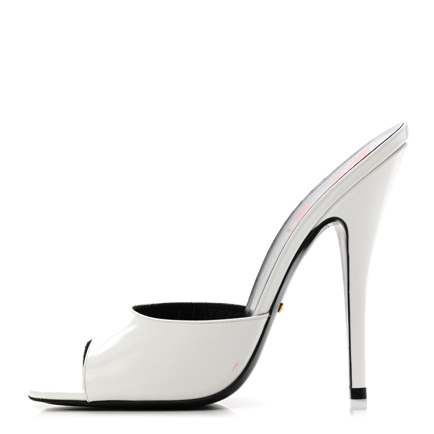 Polished Calfskin Scarlet High Heel Slide Sandals 41 Great White