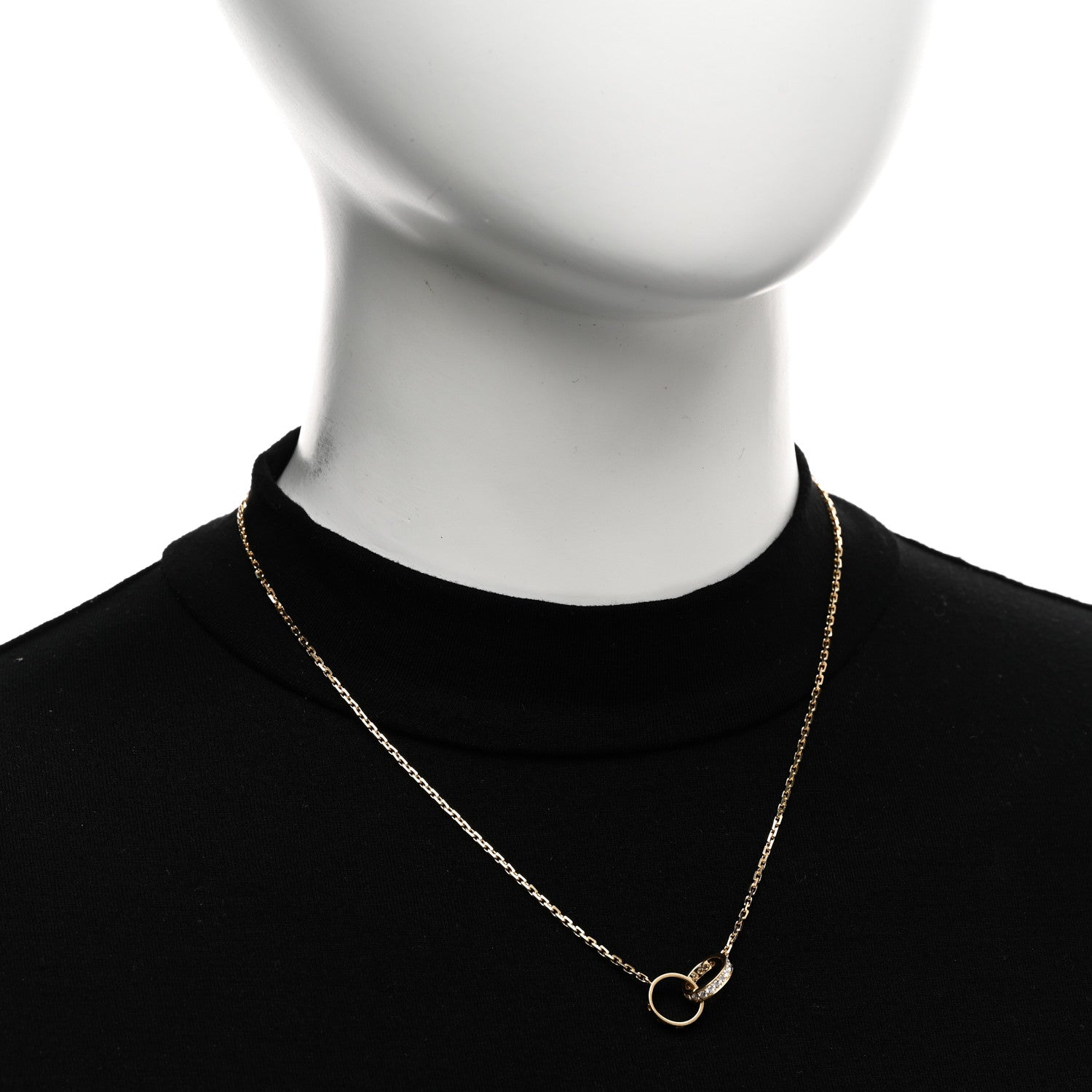 Cartier 18K Yellow Gold Diamond Interlocking LOVE Necklace 2 of 5