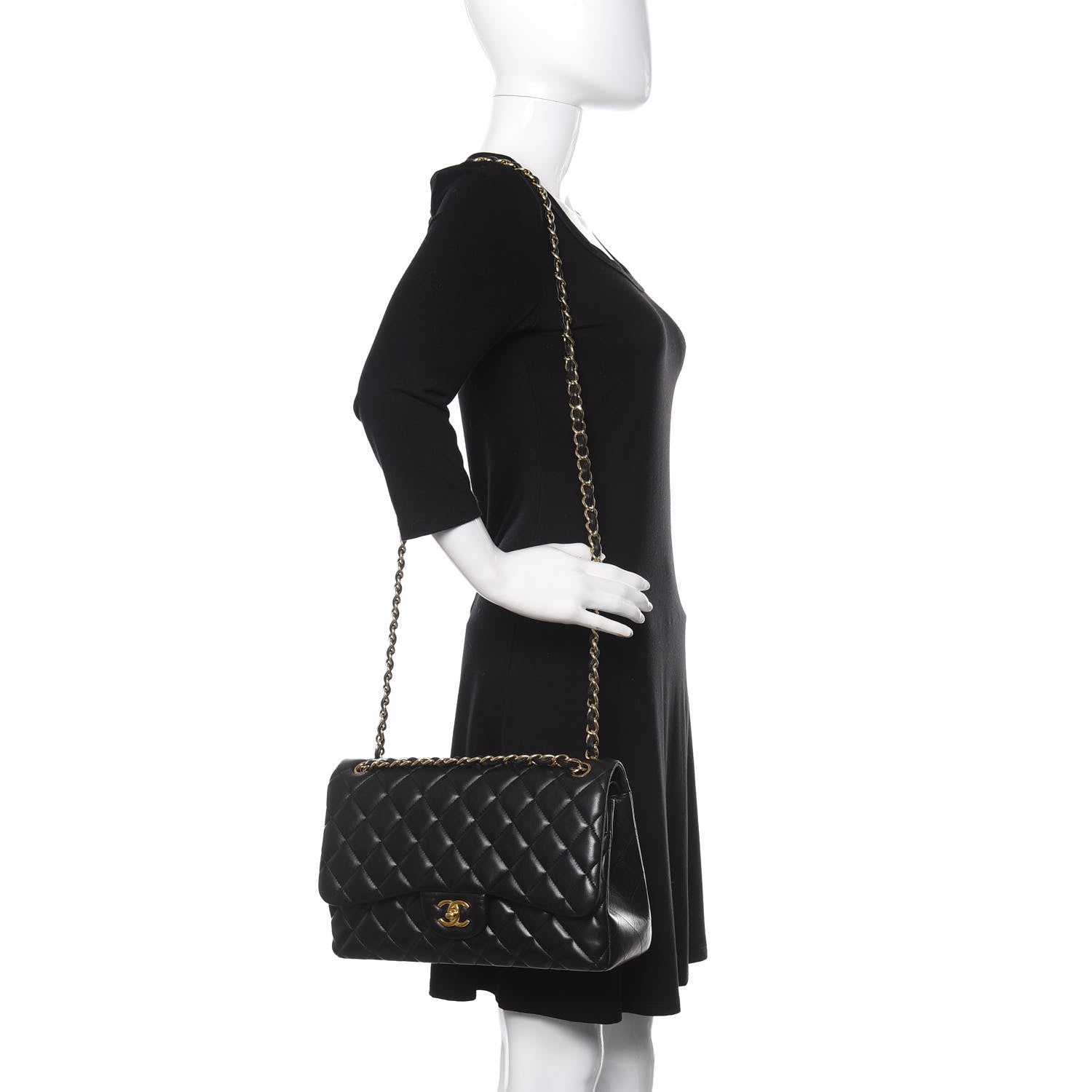 Chanel Lambskin Quilted Jumbo Double Flap Black 2 of 17