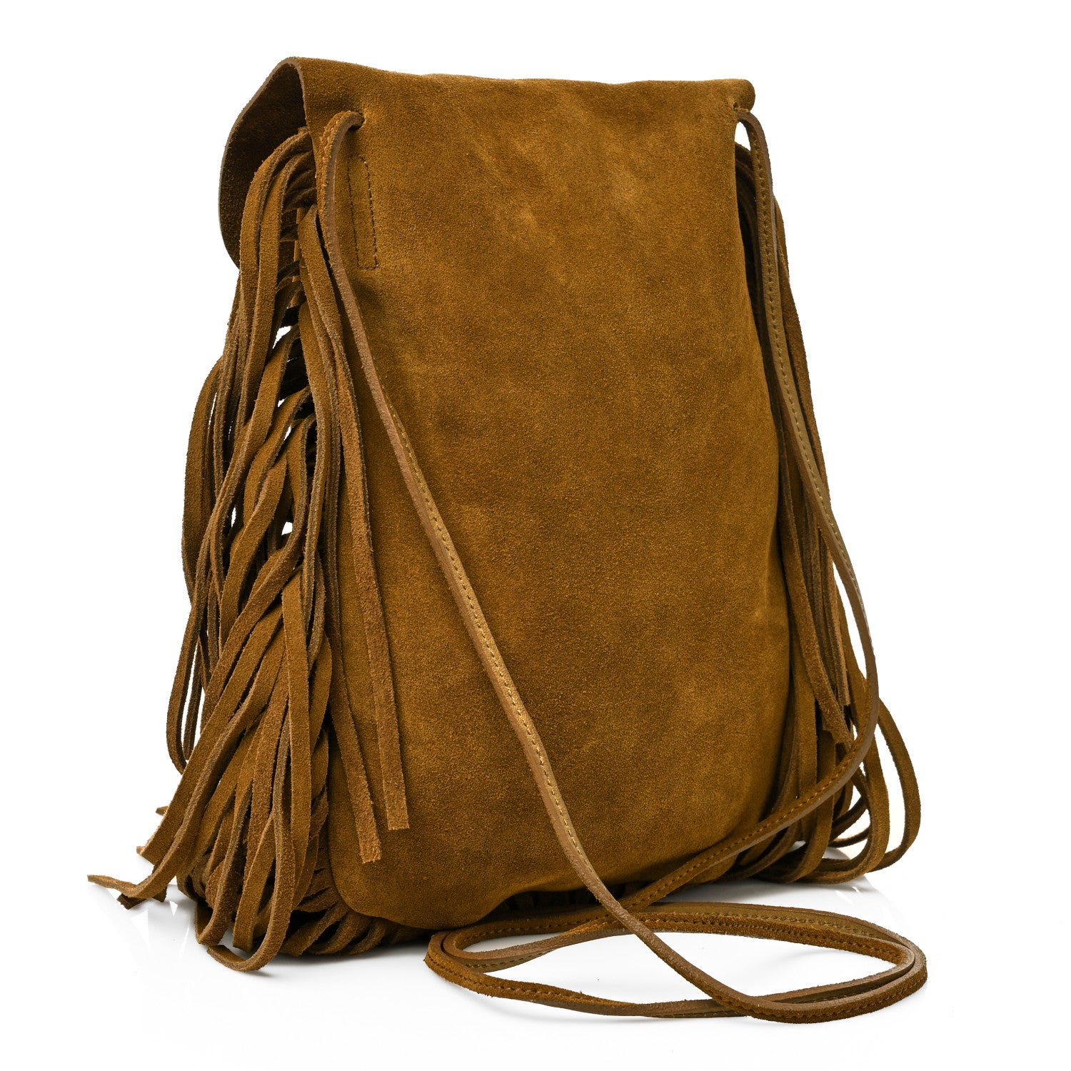 Saint Laurent Suede Fringe Flat Anita Crossbody Bag Camel 3 of 10