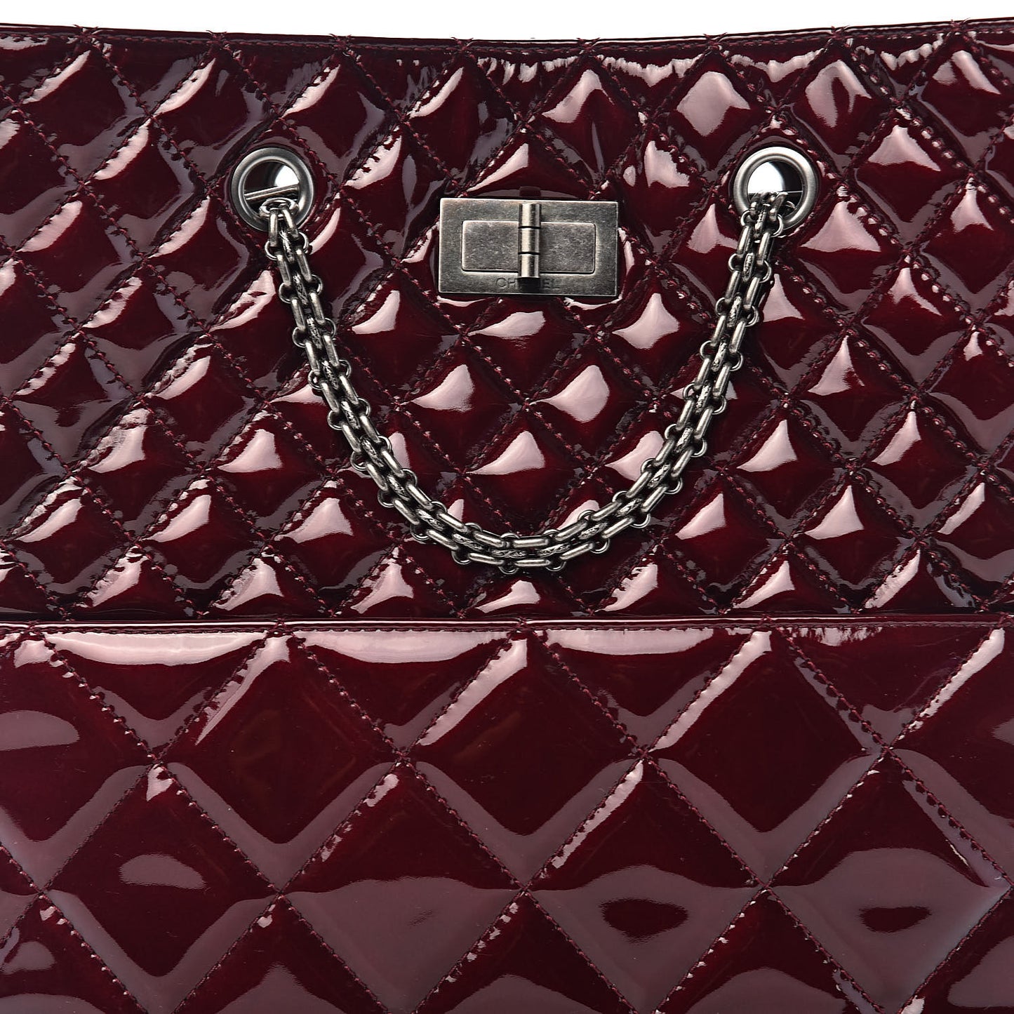 Patent Quilted Reissue 2.55 Tote Burgundy