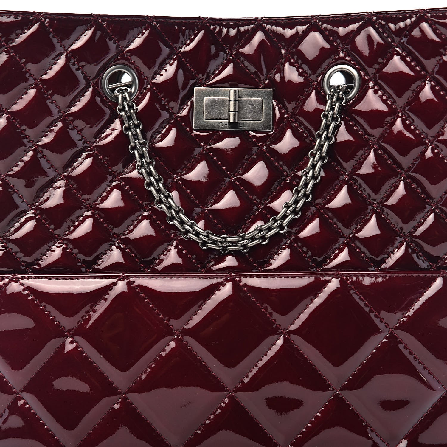 Chanel Patent Quilted Reissue 2.55 Tote Burgundy 14 of 14