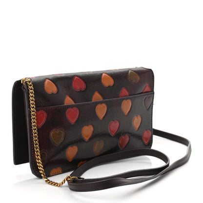 Saint Laurent Lambskin Heart Embossed Monogram Chain Wallet Vintage Cognac 3 of 9