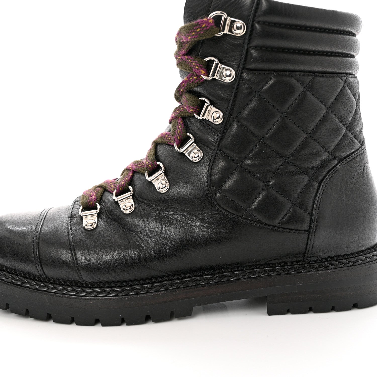 Chanel Lambskin Quilted Lace Up Boots 39 11 of 11