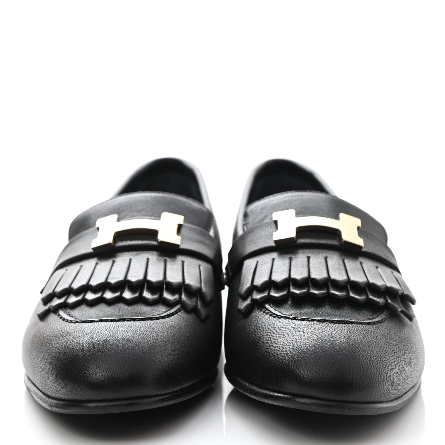 Hermes Goatskin Womens Royal Loafers 38.5 Black 2 of 10