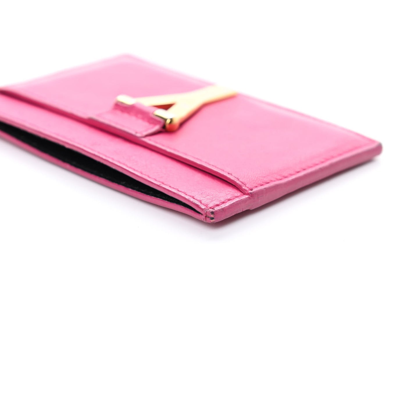 Calfskin Classic Y Card Case Fuchsia