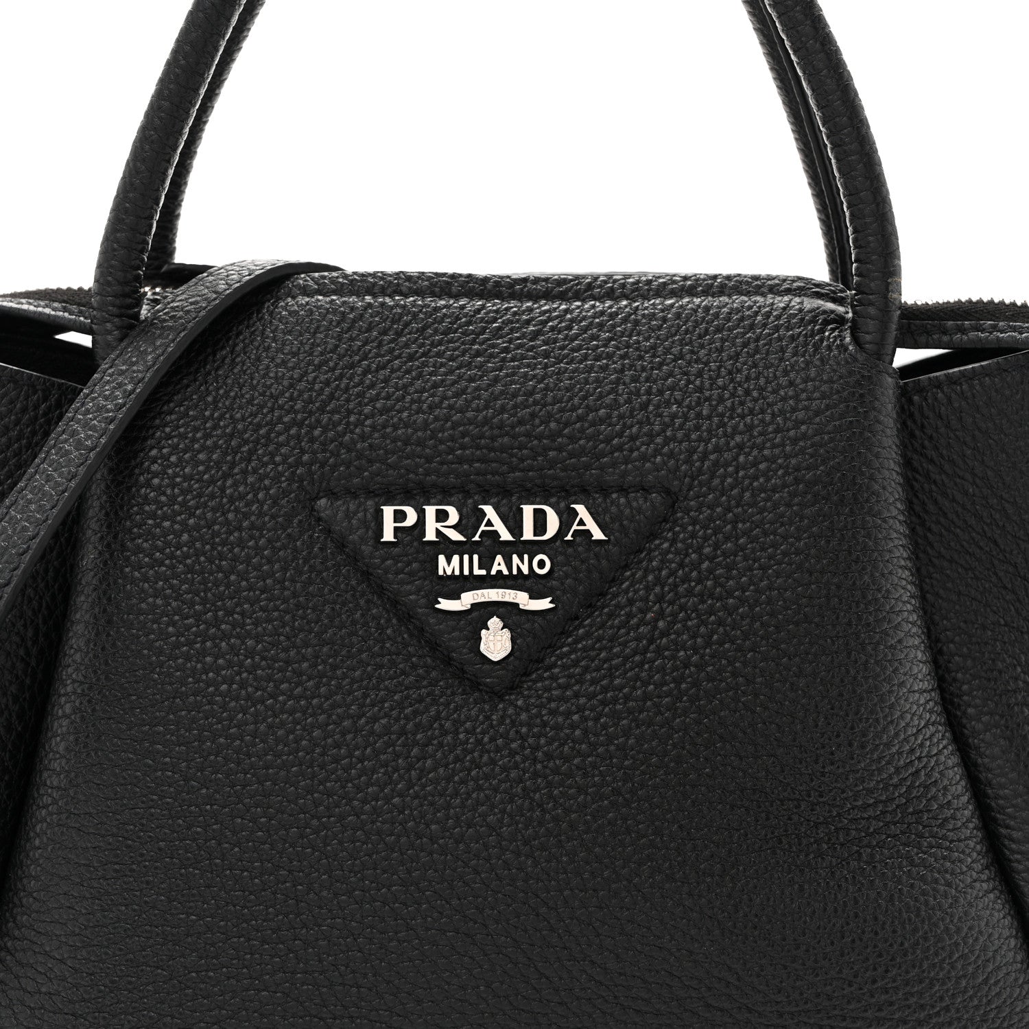 Prada Vitello Daino Soft Mini Zippered Top Handle Bag Black 7 of 9