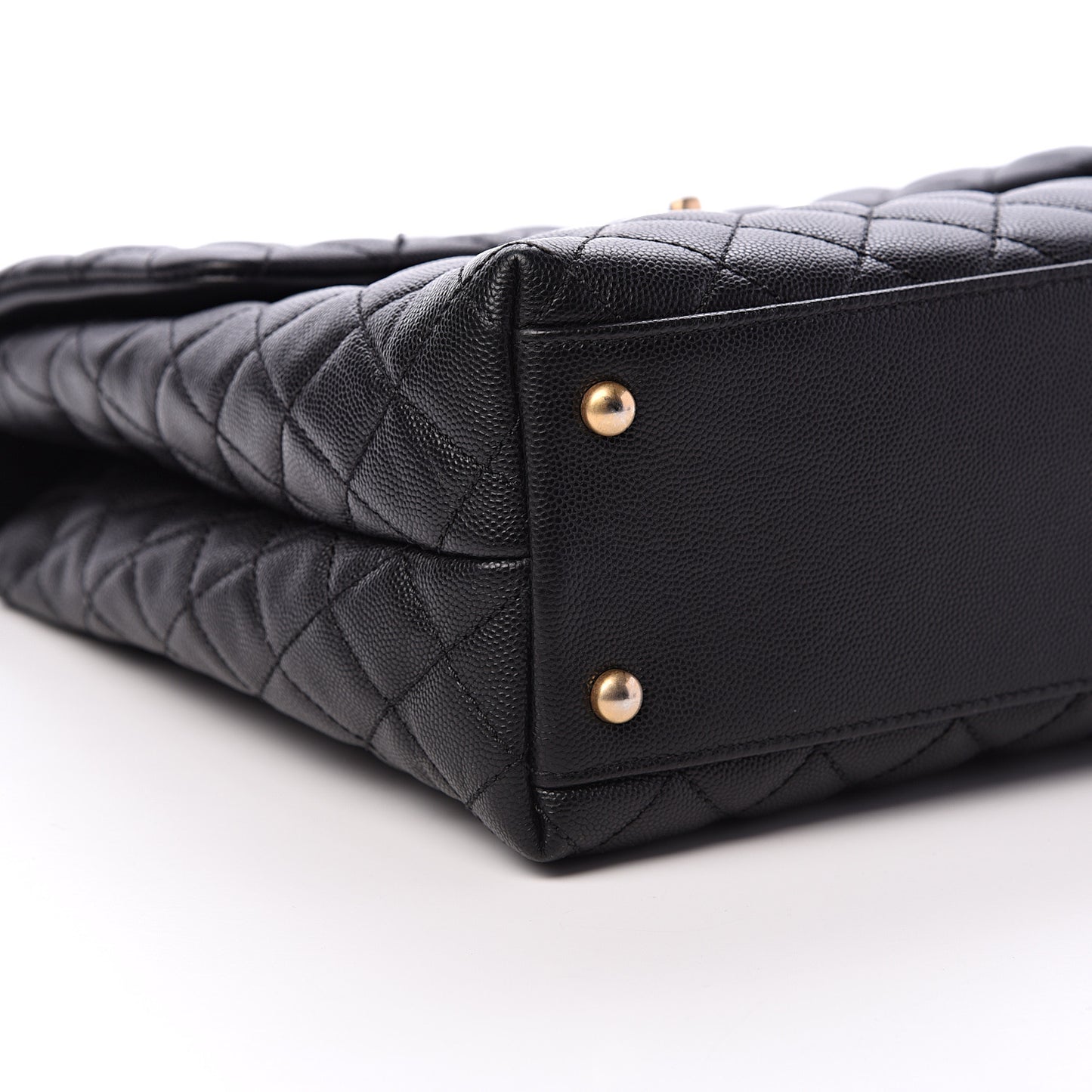 Caviar Lizard Quilted Large Coco Handle Flap Black
