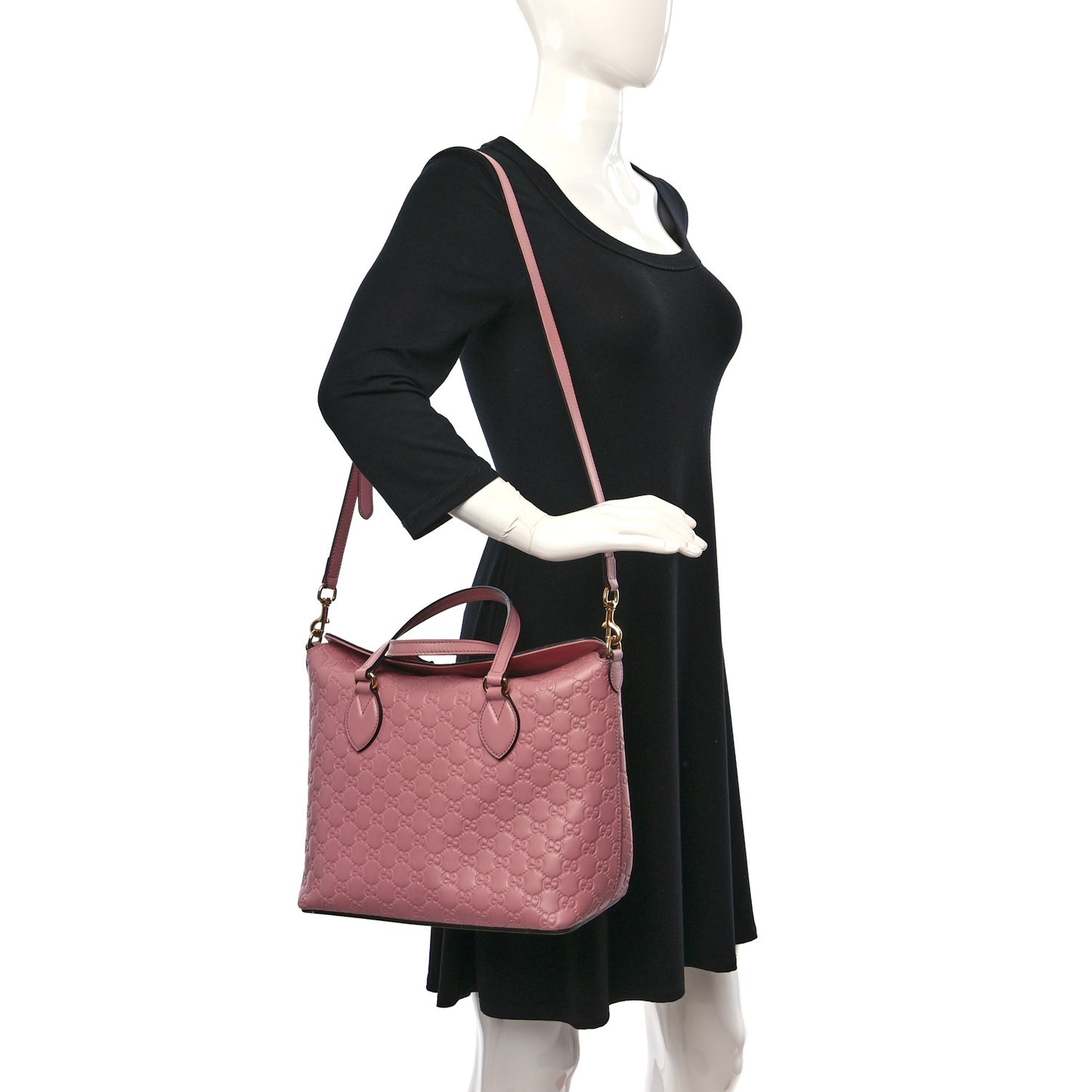 Guccissima Signature Linea A Foldover Tote Rose Baby Candy