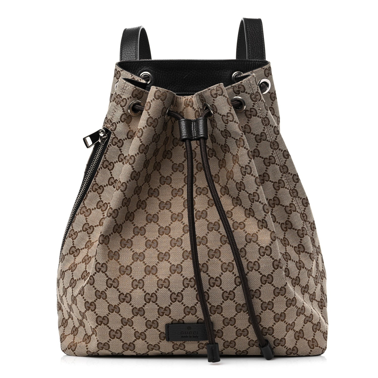 Gucci Monogram Dollar Calfskin O Drawstring Backpack Beige Ebony Testa di Moro Dark Chocolate 1 of 11