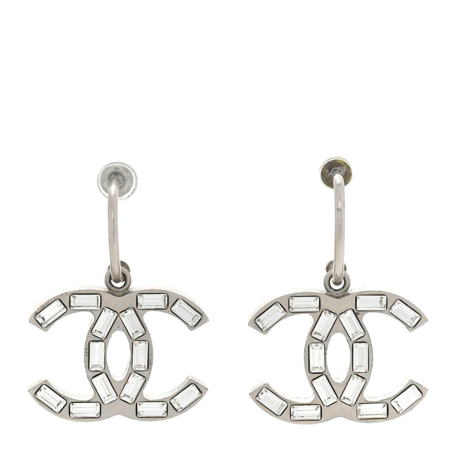 Chanel Baguette Crystal CC Dangle Earrings Gold 1 of 5