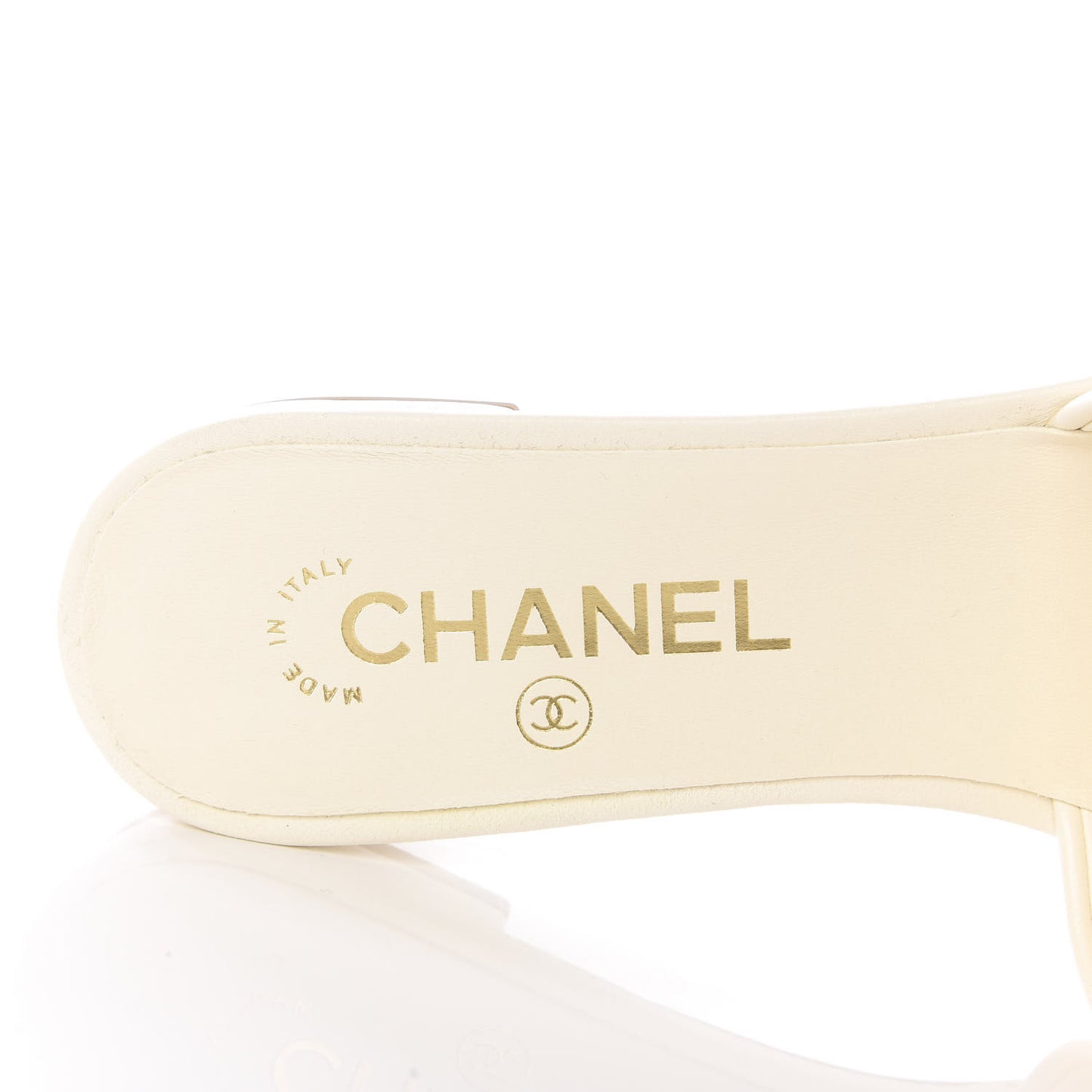 Calfskin Pearl CC Mules 37 Ivory
