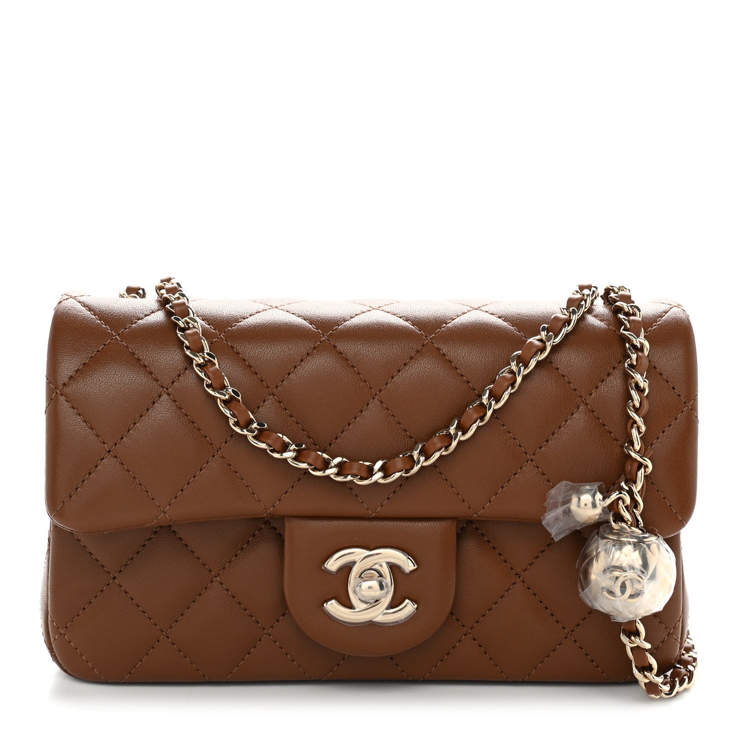 Chanel Lambskin Quilted Mini Rectangular Pearl Crush Flap Brown 1 of 10