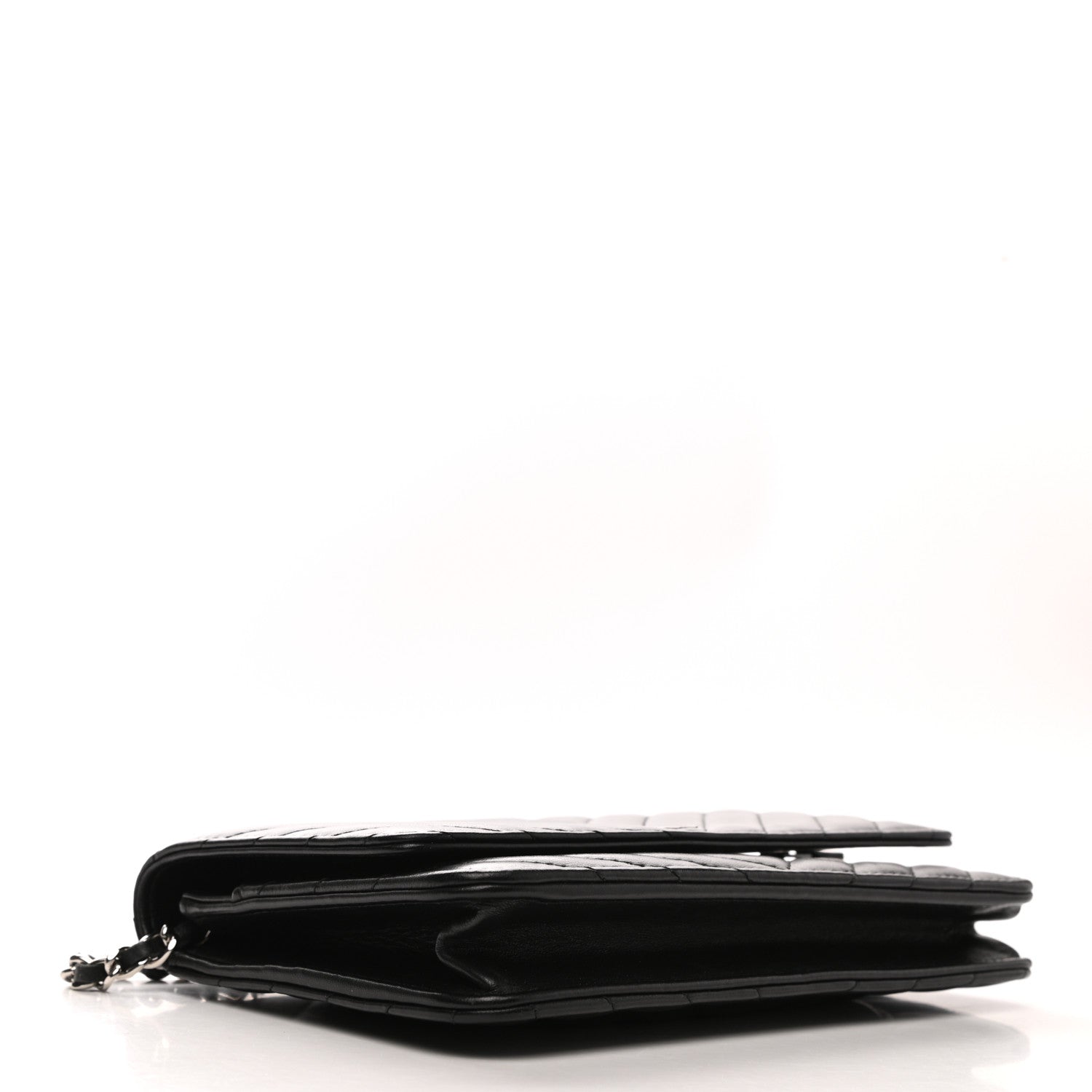Chanel Lambskin Chevron Quilted Wallet On Chain WOC Black 4 of 12