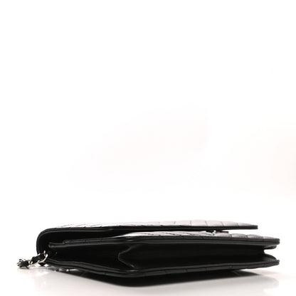 Chanel Lambskin Chevron Quilted Wallet On Chain WOC Black 4 of 12