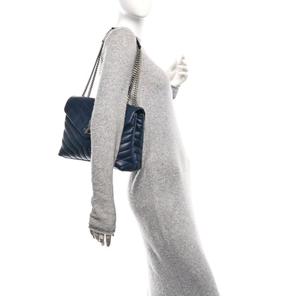 Saint Laurent Calfskin Y Quilted Monogram Medium Loulou Chain Satchel Medium Blue 2 of 11