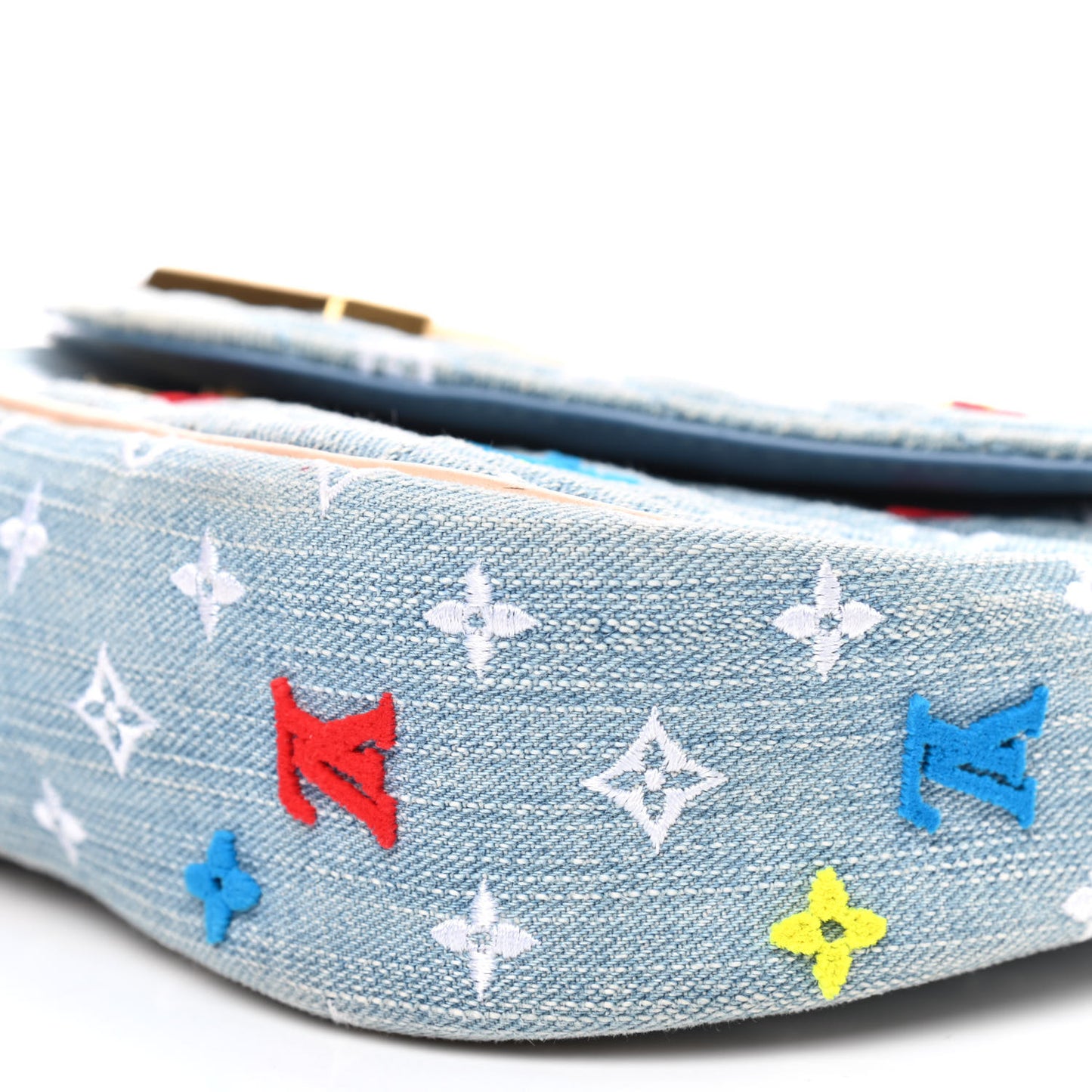 Embroidered Monogram Denim New Wave Chain MM