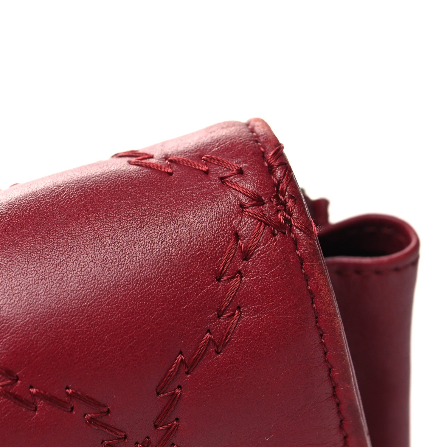 Chanel Calfskin Double Stitch Hamptons Wallet On Chain WOC Red 14 of 14