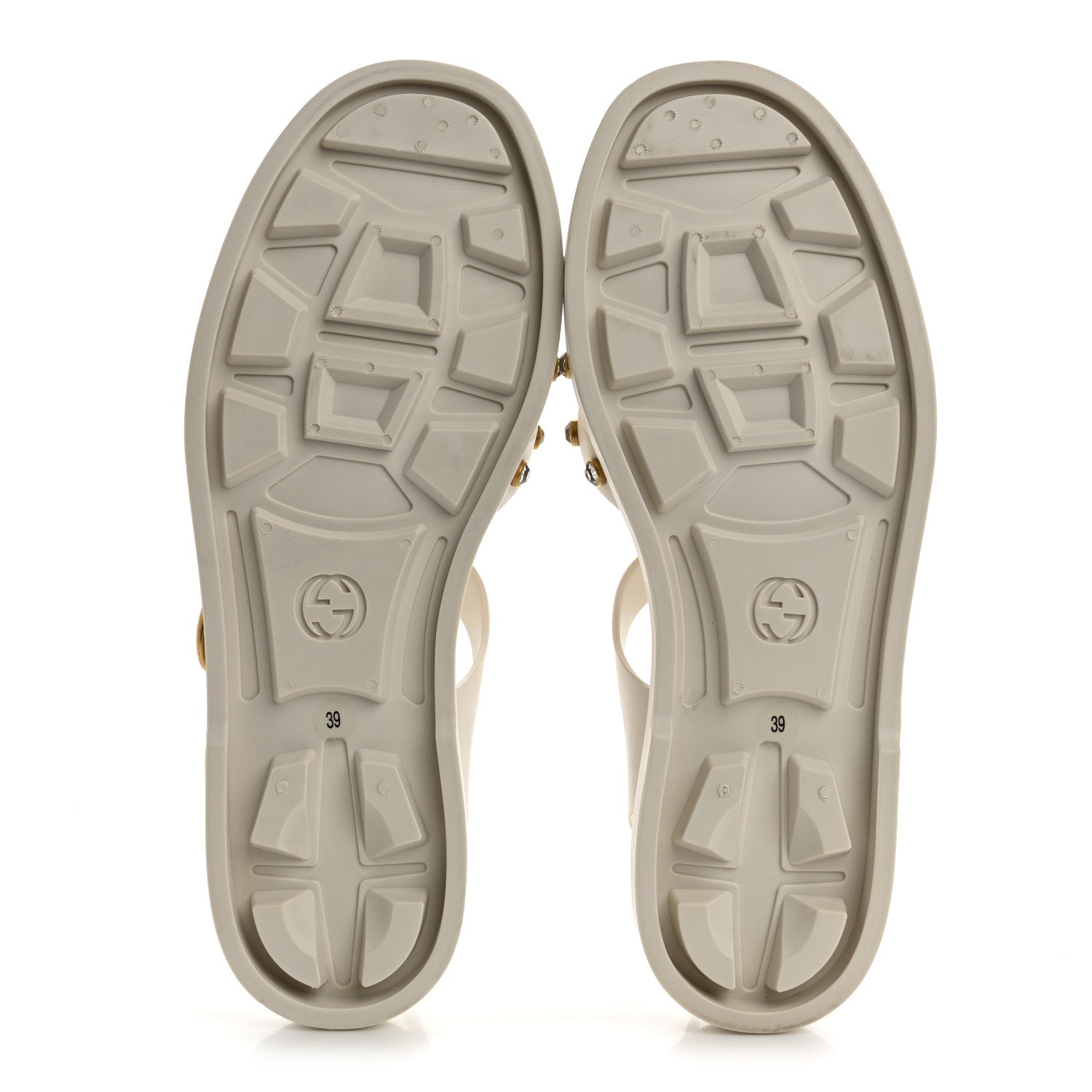 Gucci Rubber Crystal Womens Buckle Strap Sandals 39 White 6 of 9