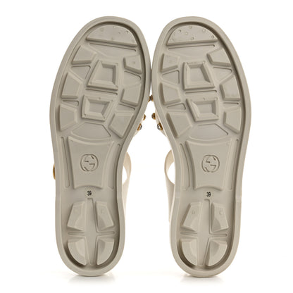 Gucci Rubber Crystal Womens Buckle Strap Sandals 39 White 6 of 9