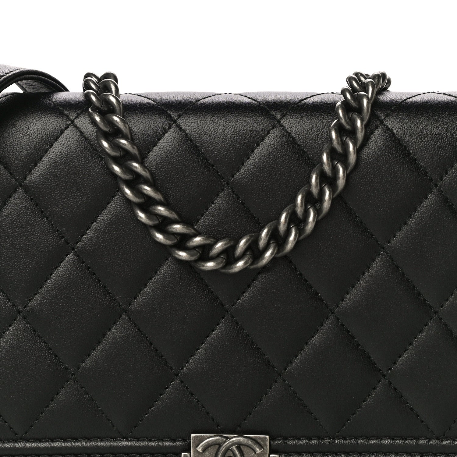 Chanel Lambskin Quilted Boy Wallet On Chain WOC Black 7 of 14