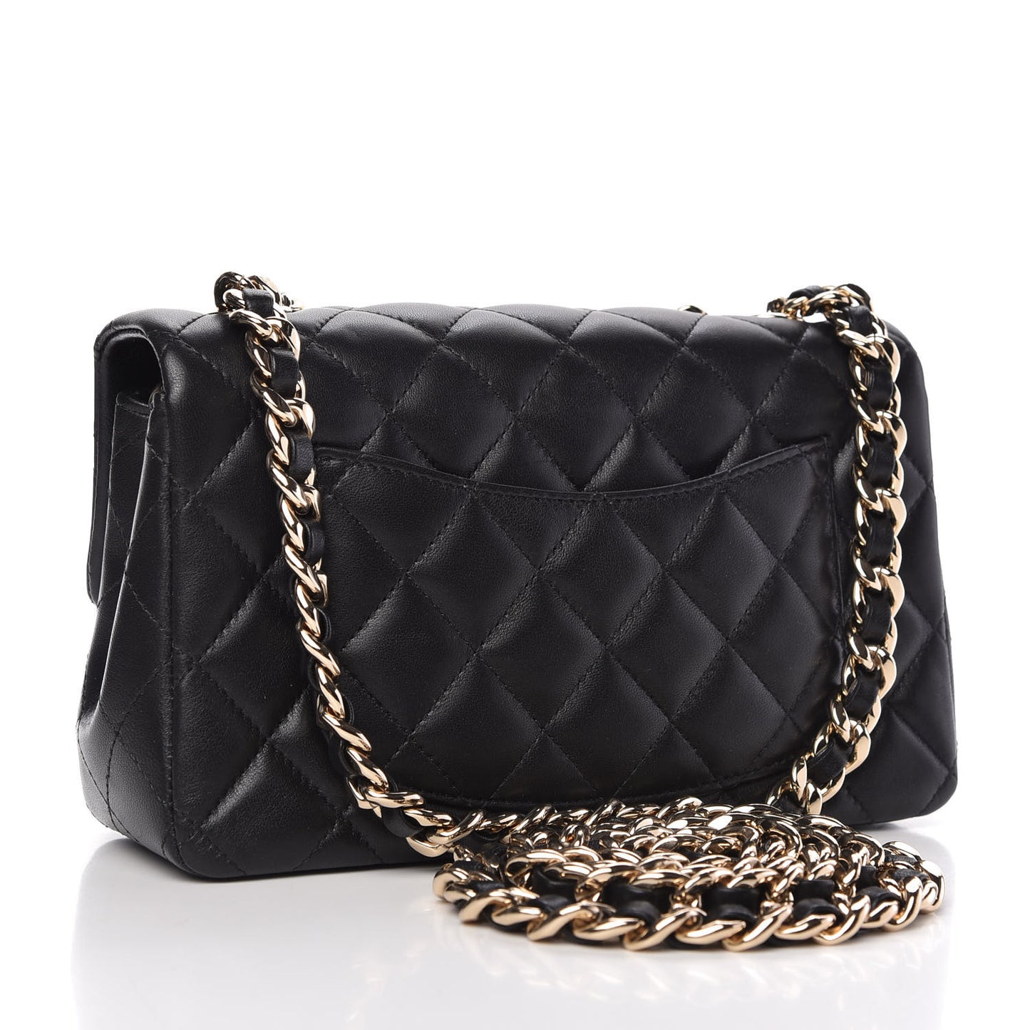 Lambskin Quilted Mini Coco Charms Rectangular Flap Black