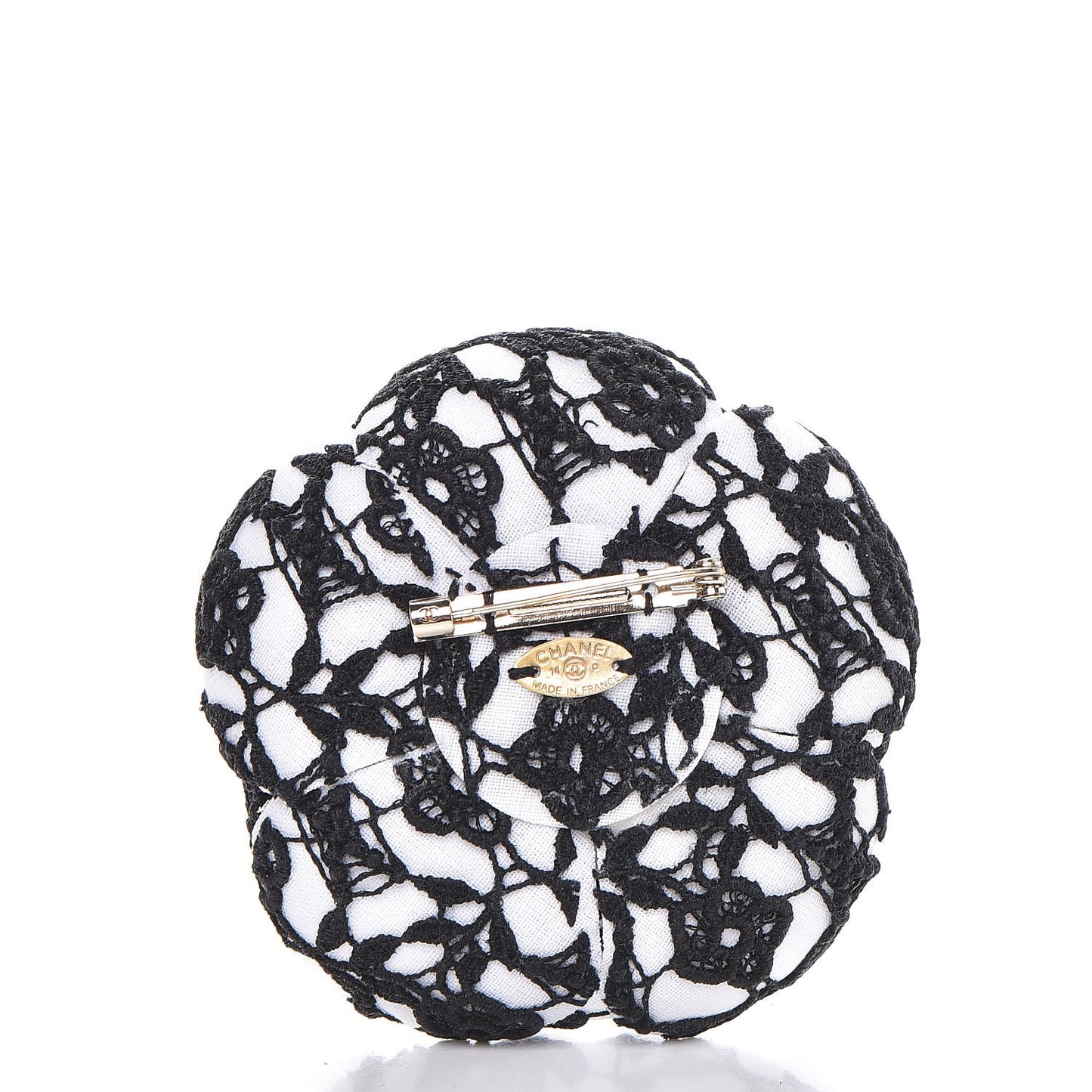 Cotton Camellia Brooch Pin Black White