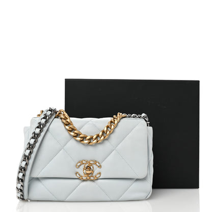 Chanel Lambskin Quilted Medium Chanel 19 Flap Light Blue 11 of 11