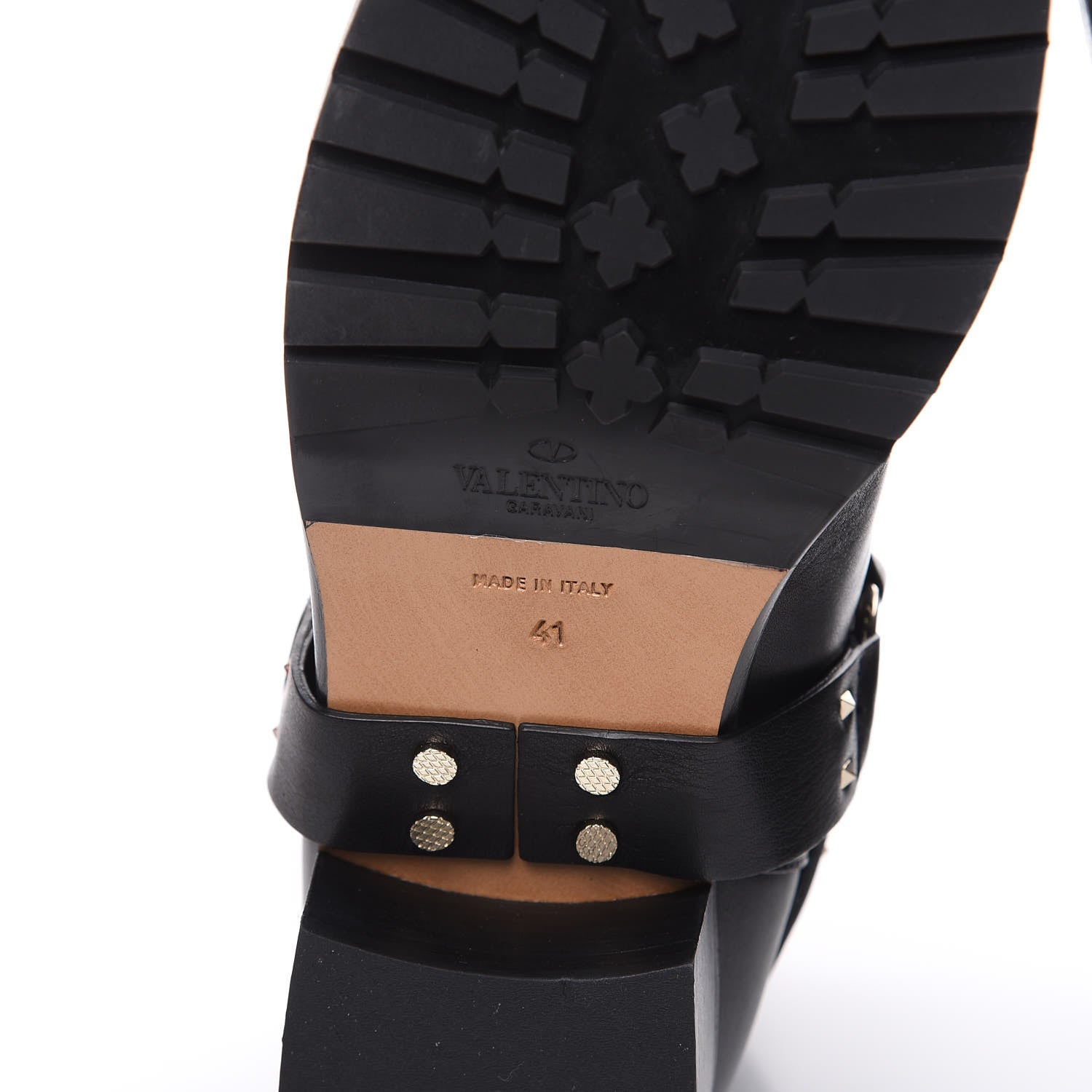 Valentino Garavani Calfskin Nappa Rockstud Spike 20mm Biker Boots 41 Black 6 of 10