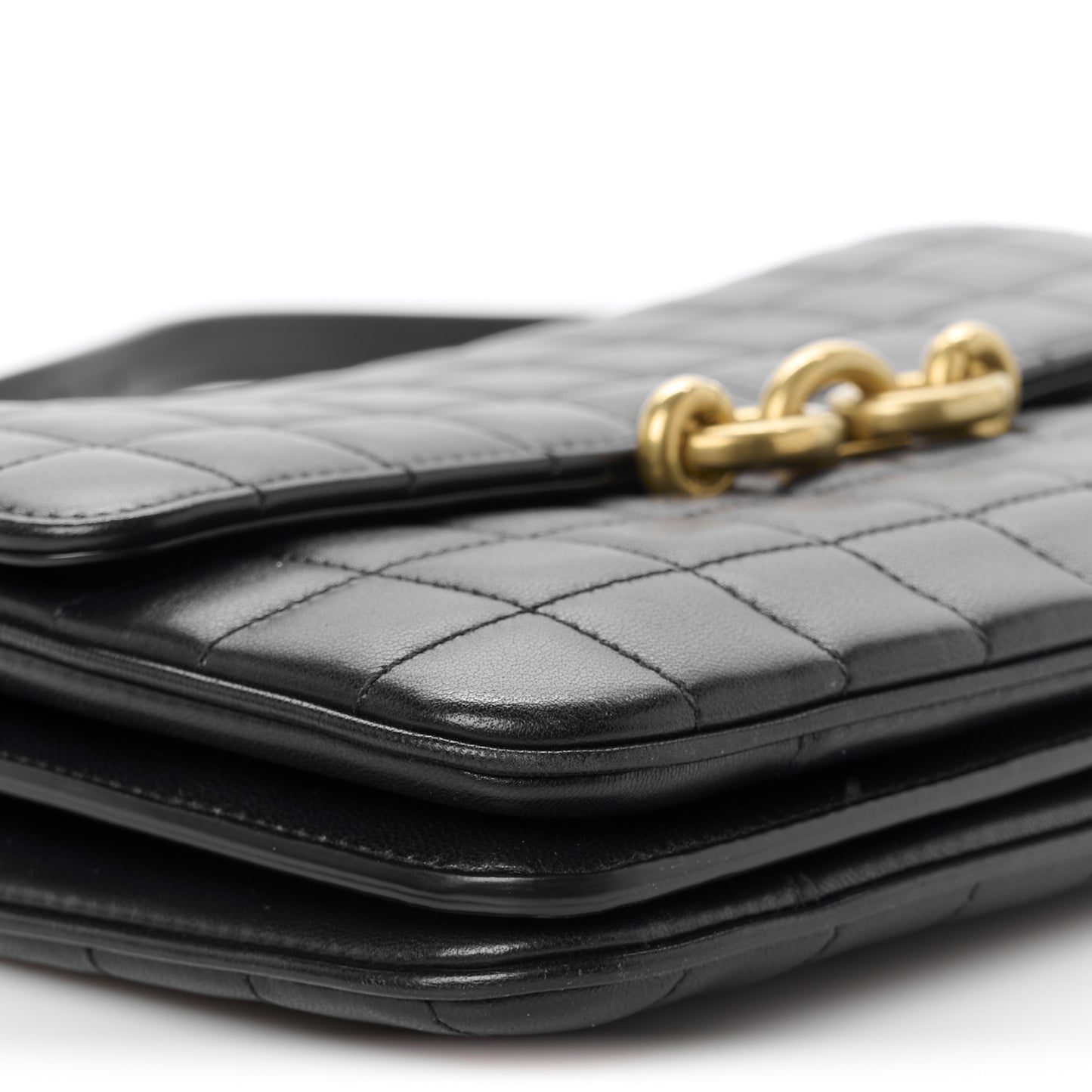 Lambskin Carre Quilted Le Maillon Satchel Black