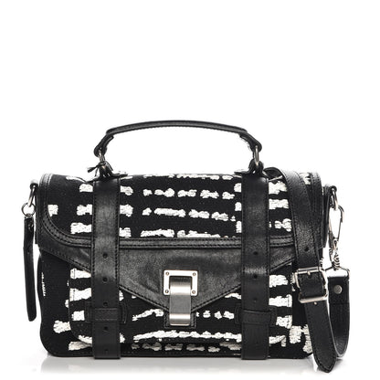 Proenza Schouler Jacquard Woodblock PS1 Tiny Satchel Black White 1 of 9