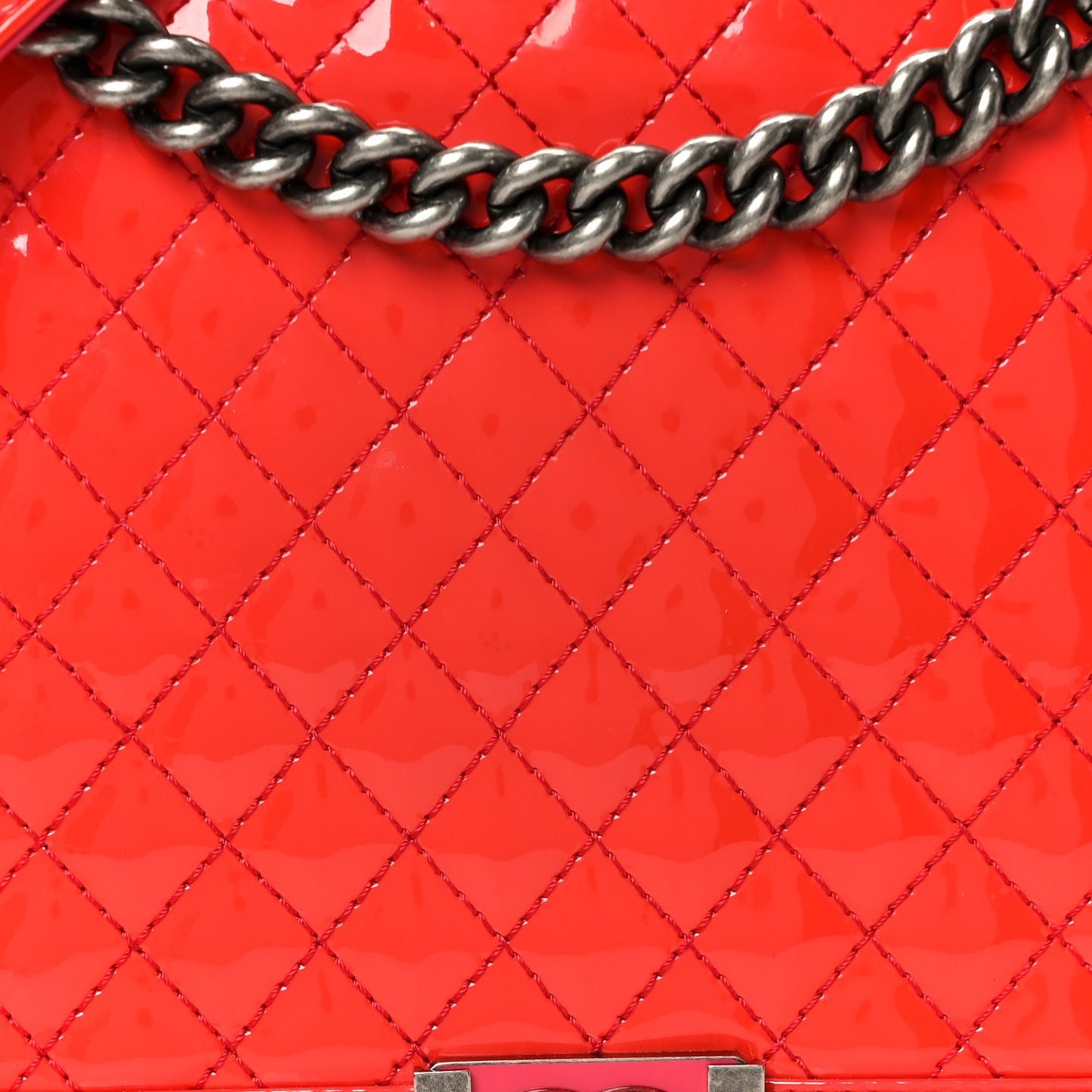 Patent Quilted Large Boy Flap Pink