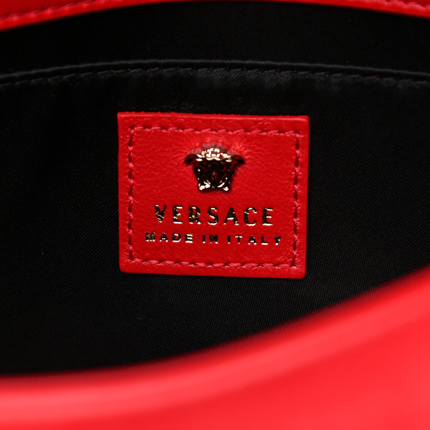 Versace Suede Palazzo Crystal Chain Evening Bag Red 6 of 11