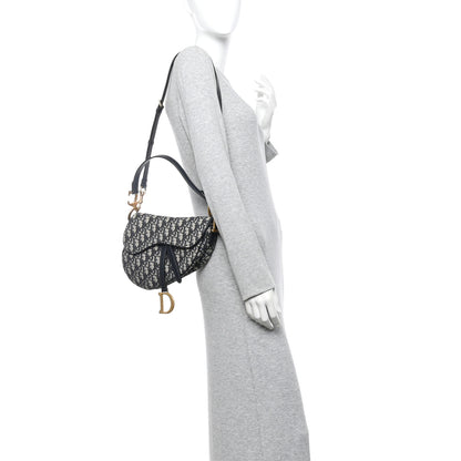 Christian Dior Oblique Saddle Bag With Strap Blue 2 of 11
