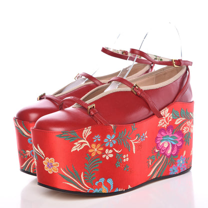 Gucci Malaga Kid Silk Hannelore Detachable Platform Slide 37 Hibiscus Red 3 of 18
