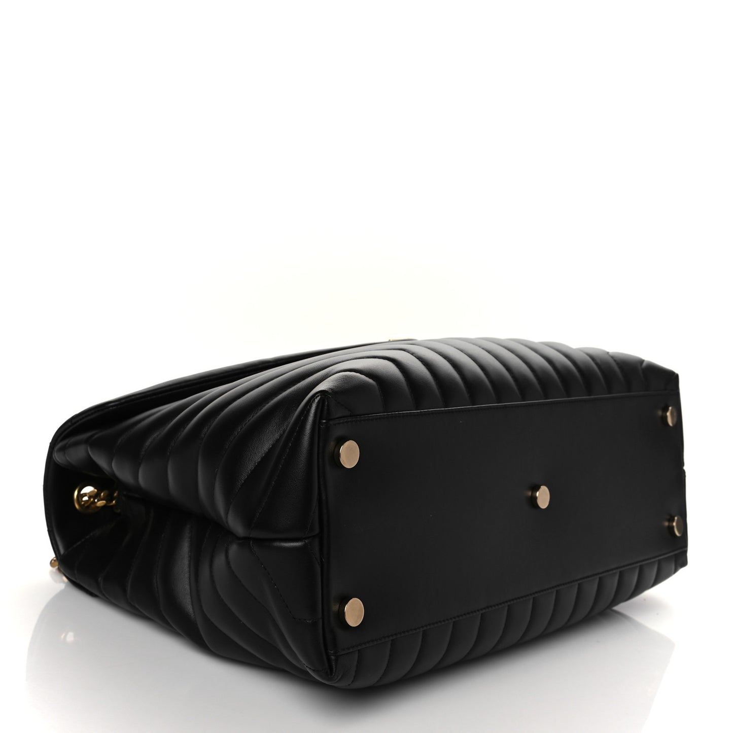 Calfskin Y Quilted Monogram Large Loulou Chain Satchel Black